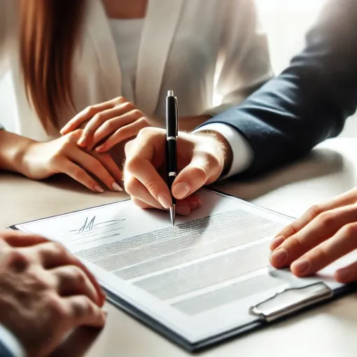 couple signant vente immobiliĂšre